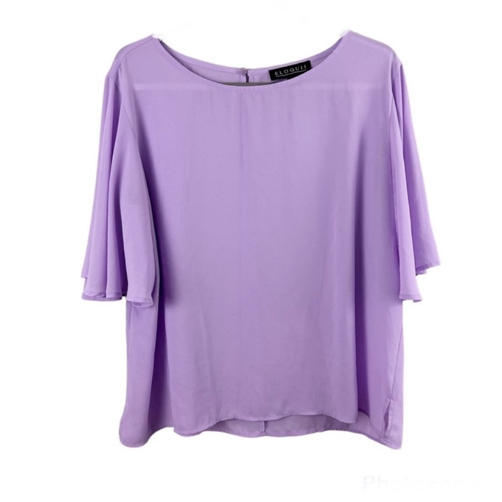 Eloquii Lilac Bell Sleeve Blouse